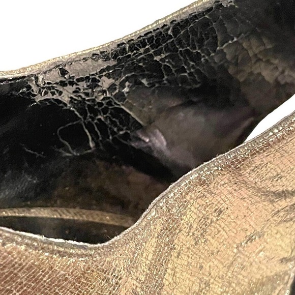 Nine West Silver Metallic Peep Toe Back Zip Stiletto Platform Heels 7.5 - Picture 10 of 10